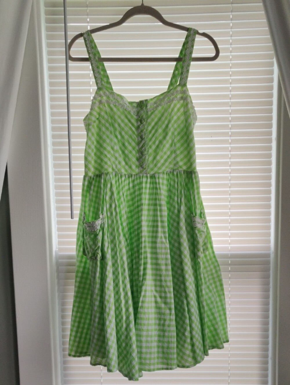 Lindy Bop Green Gingham Circle Skirt Sundress Cottagecore